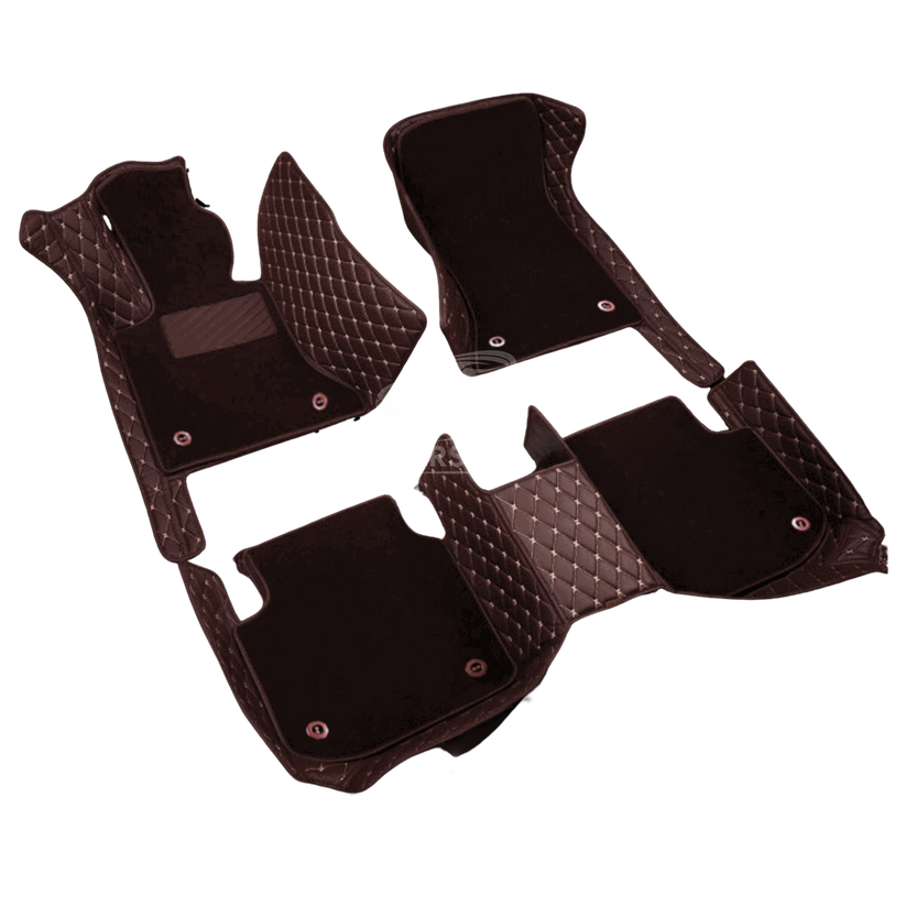 BLACK & BLACK STITCHING DIAMOND BASE WITH GRAY TOP CARPET DOUBLE LAYER CAR MAT SET