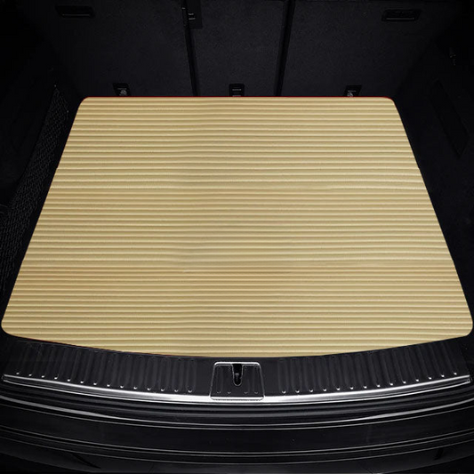 CREAM BEIGE STRIPE LUXURY BASE TRUNK CAR MATS SET