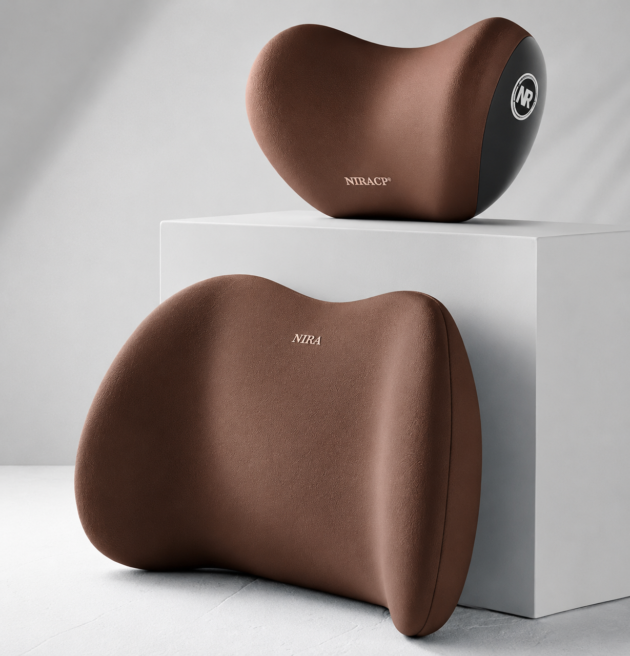 Memory Foam Car Neck Pillow – Ergonomic Headrest & Lumbar Support Cushion with Washable Cover