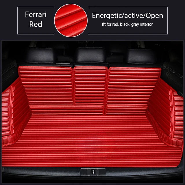 FERRARI RED 3D SERIES STRIPE LUXURY TRUNK CAR MATS SET