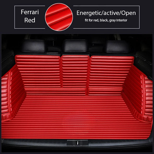 FERRARI RED 3D SERIES STRIPE LUXURY TRUNK CAR MATS SET