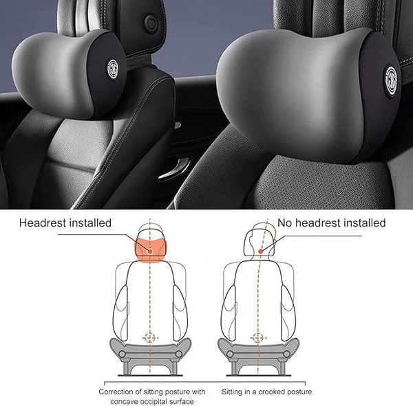 Memory Foam Car Neck Pillow – Ergonomic Headrest & Lumbar Support Cushion with Washable Cover